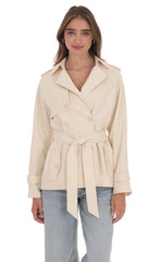 Double Breasted Trench Coat in Cream
