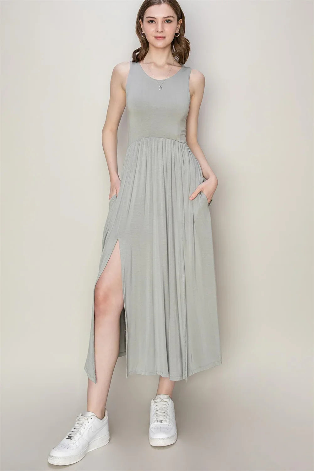 HYFVE Sleeveless Slit Midi Dress
