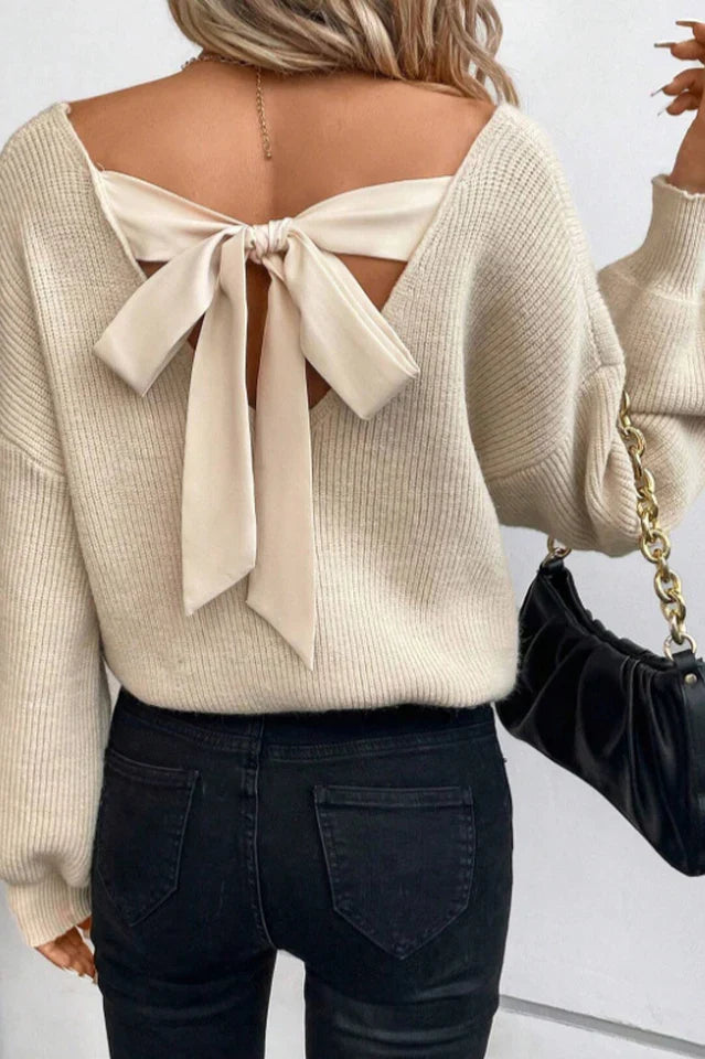 Tie Back Drop Shoulder Sweater