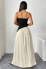 Patchwork Strapless Tube Fit Full Dress