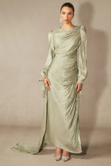 Sonia Lantern Sleeve Ruched Maxi Dress