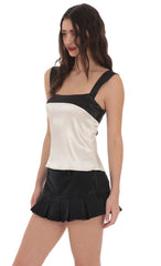 Two-Toned Satin Top in Ivory
