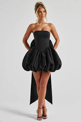 Strapless Bow Puff Mini Dress