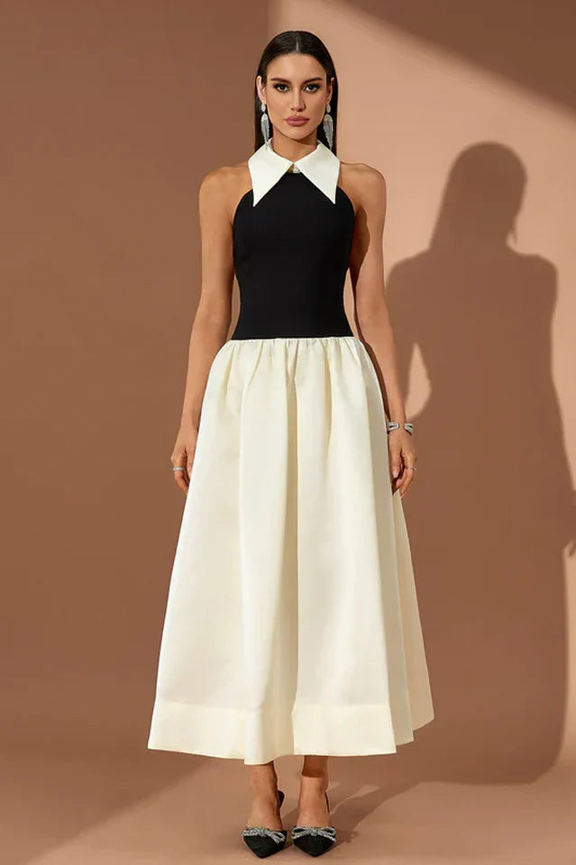 Spiral Lapel leeveless Maxi Dress