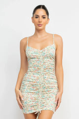 Ruched Floral Cami Dress