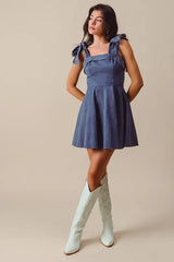 SO ME Fit and Flare Washed Gameday Dress