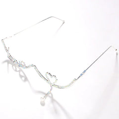 Half Frame Rhinestone Crystal Glasses