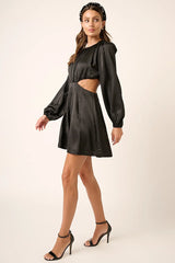 Mittoshop Satin Side Cutout Detail Mini Dress