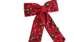 Beaded Hair Bow - Mistletoe Magic