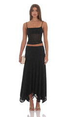 Sheer Lace Spaghetti Top in Black