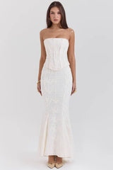Dakota Embroidered Strapless Corset Set