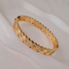 Bracelet jonc en acier inoxydable strass (vendu à l'unité)